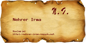 Nehrer Irma névjegykártya